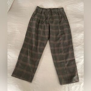 High-waisted Billie Straight Plaid Ankle Trouser